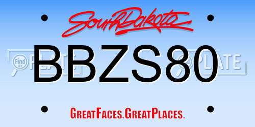 BBZS80 South Dakota License Plate