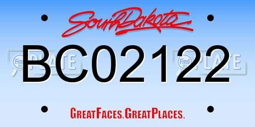 BC02122 South Dakota License Plate
