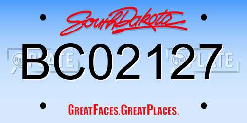 BC02127 South Dakota License Plate