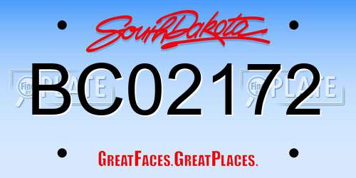 BC02172 South Dakota License Plate
