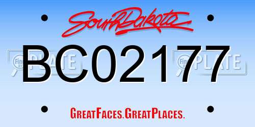 BC02177 South Dakota License Plate