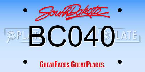 BC040 South Dakota License Plate