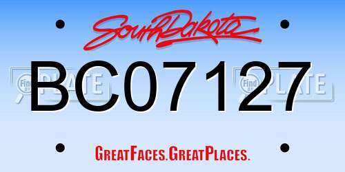BC07127 South Dakota License Plate