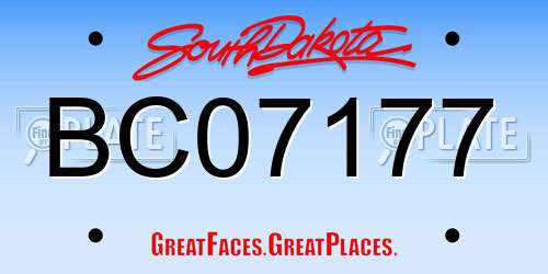 BC07177 South Dakota License Plate