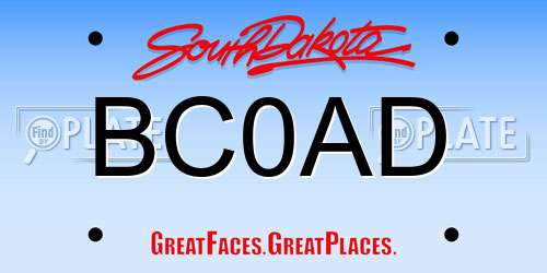 BC0AD South Dakota License Plate
