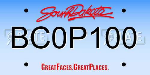 BC0P100 South Dakota License Plate