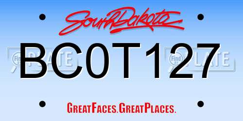 BC0T127 South Dakota License Plate