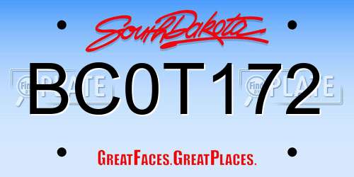 BC0T172 South Dakota License Plate