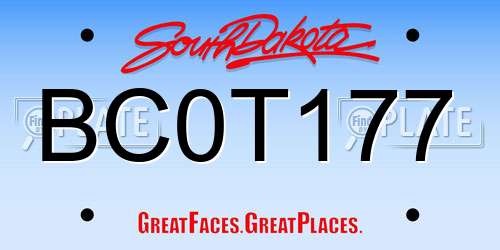 BC0T177 South Dakota License Plate