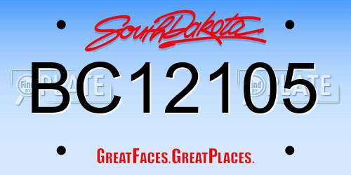 BC12105 South Dakota License Plate