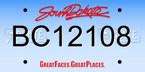 BC12108 South Dakota License Plate