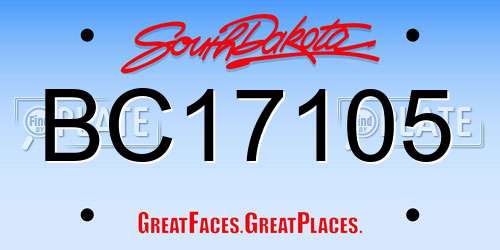 BC17105 South Dakota License Plate