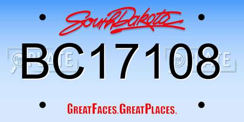 BC17108 South Dakota License Plate