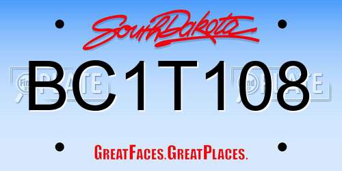 BC1T108 South Dakota License Plate