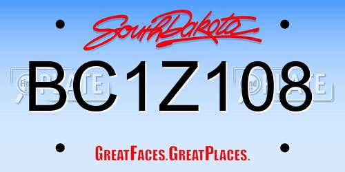 BC1Z108 South Dakota License Plate