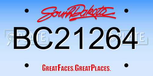 BC21264 South Dakota License Plate