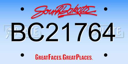 BC21764 South Dakota License Plate