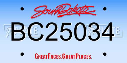 BC25034 South Dakota License Plate