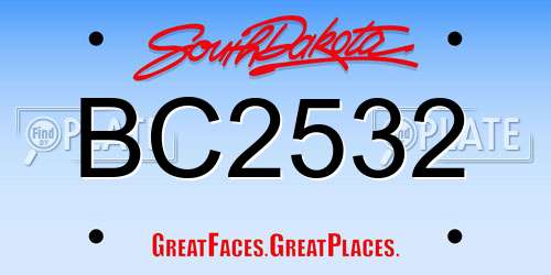 BC2532 South Dakota License Plate