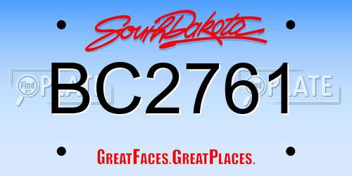 BC2761 South Dakota License Plate