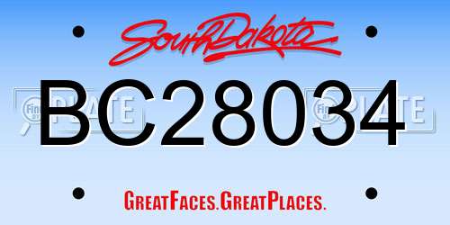 BC28034 South Dakota License Plate