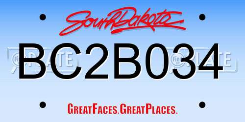 BC2B034 South Dakota License Plate