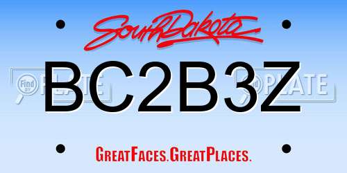 BC2B3Z South Dakota License Plate