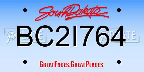 BC2I764 South Dakota License Plate