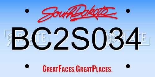 BC2S034 South Dakota License Plate