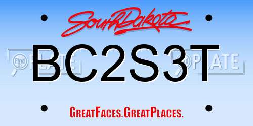 BC2S3T South Dakota License Plate