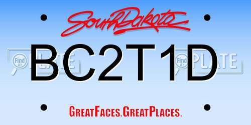 BC2T1D South Dakota License Plate