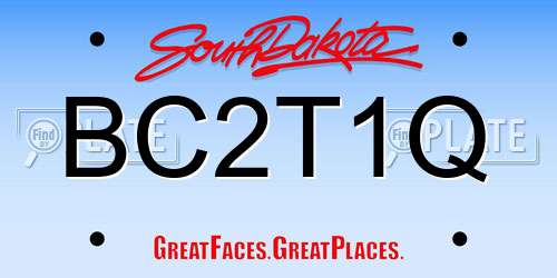 BC2T1Q South Dakota License Plate