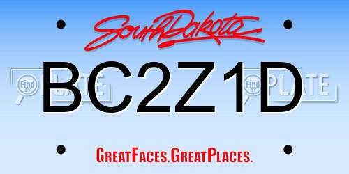 BC2Z1D South Dakota License Plate
