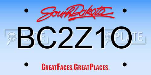 BC2Z1O South Dakota License Plate