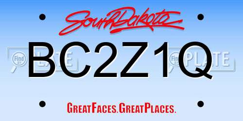 BC2Z1Q South Dakota License Plate