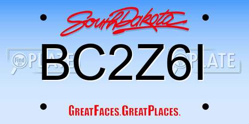 BC2Z6I South Dakota License Plate