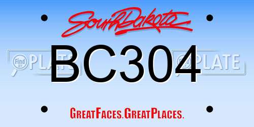 BC304 South Dakota License Plate