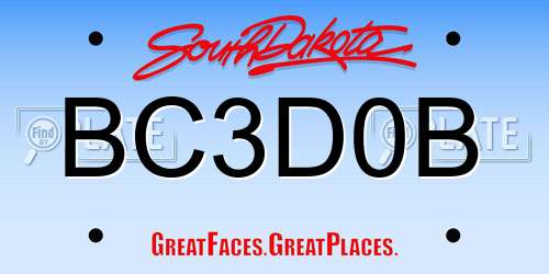 BC3D0B South Dakota License Plate