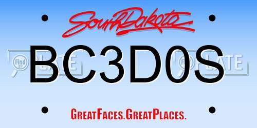 BC3D0S South Dakota License Plate