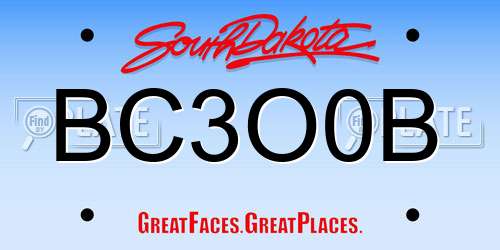BC3O0B South Dakota License Plate