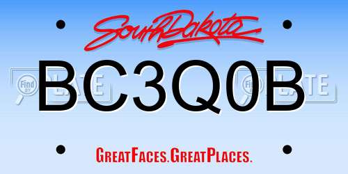 BC3Q0B South Dakota License Plate