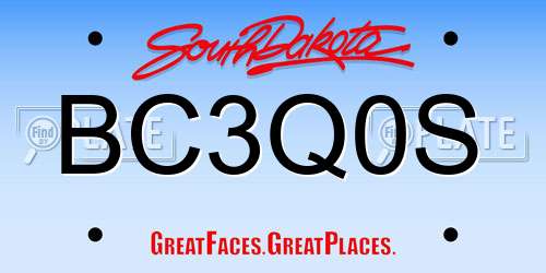 BC3Q0S South Dakota License Plate