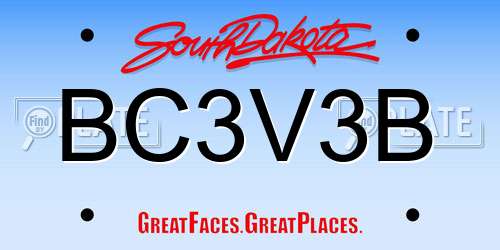 BC3V3B South Dakota License Plate