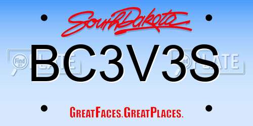 BC3V3S South Dakota License Plate