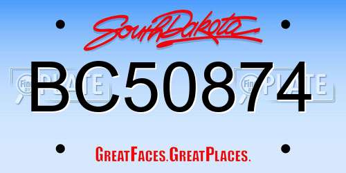 BC50874 South Dakota License Plate
