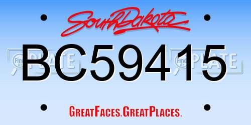BC59415 South Dakota License Plate