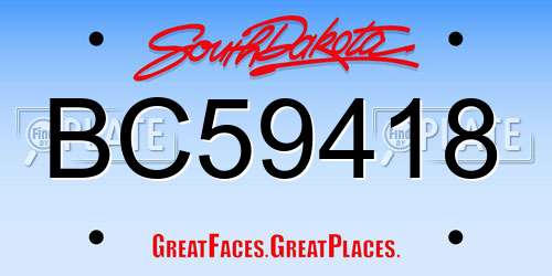 BC59418 South Dakota License Plate