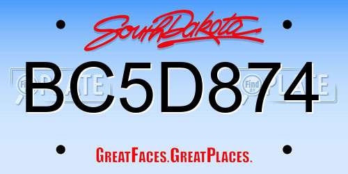 BC5D874 South Dakota License Plate