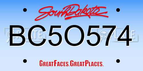 BC5O574 South Dakota License Plate