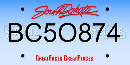 BC5O874 South Dakota License Plate